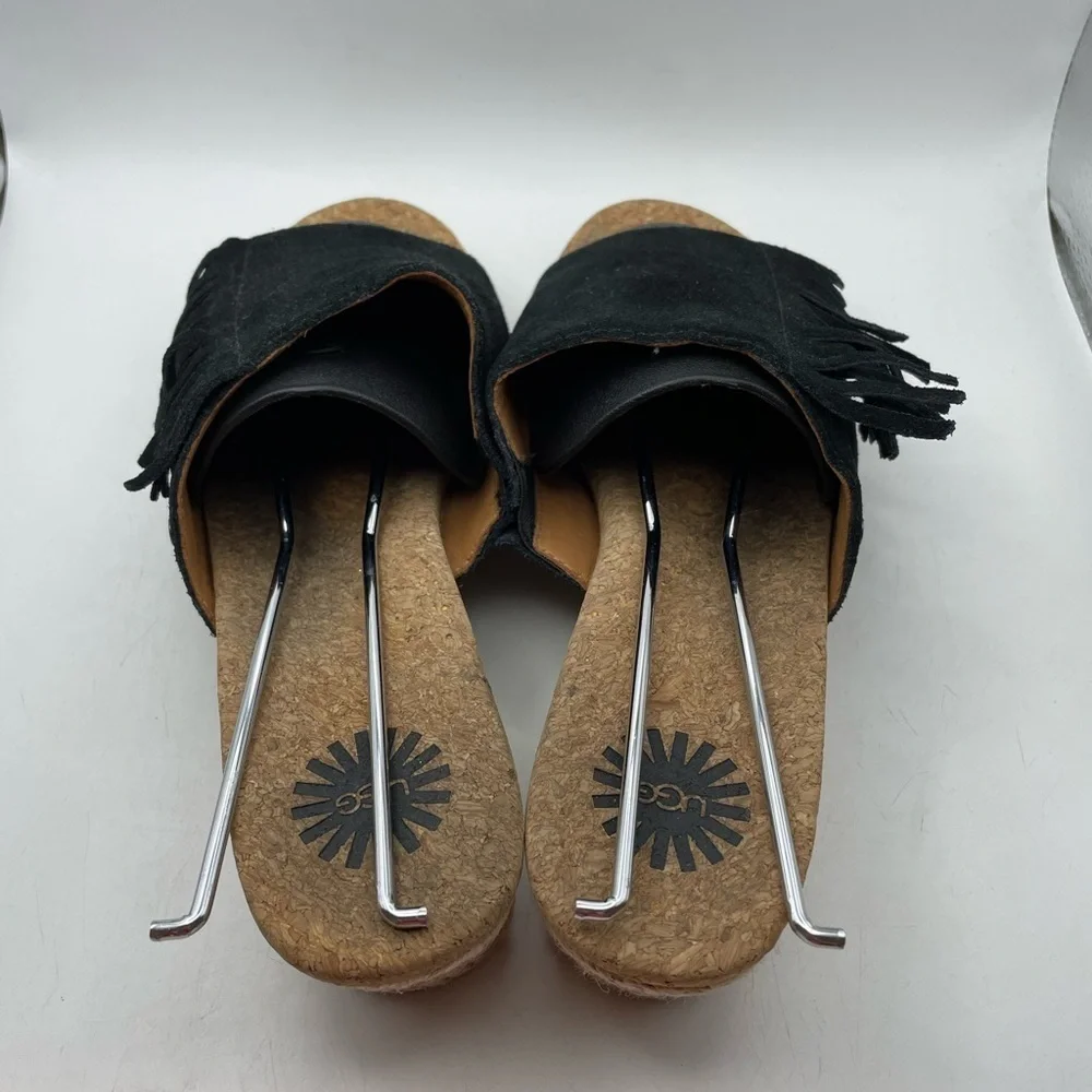 UGG Danes black fringe suede wedges size 7